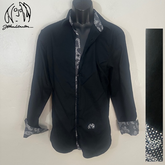 John Lennon Contrast Long Sleeve Shirt Large 16.5-17 neck Gently worn - Picture 1 of 6